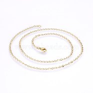 304 Stainless Steel Cable Chain Necklaces, Golden, 17.71 inch(45cm), 2mm (NJEW-P226-06G-01)