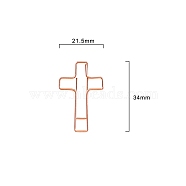 100Pcs Metal Paper Clips, Religion Cross Spiral Wire Paperclips, Rose Gold, 34x21.5mm(PW-WG33548-02)