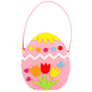 Easter Theme DIY Cloth Baskets Kits, Kid's Handbag, with Plastic Pin, Yarn, and Card, for Storing Home Fruit Snack Vegetables, Children Toy, Pink, Egg Pattern, 190x260mm(EAER-PW0001-073B-02)