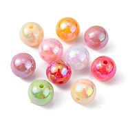 Eco-Friendly Poly Styrene Acrylic Beads, AB Color Plated, Round, Mixed Color, 12mm, Hole: 1.1mm, about 550pcs/500g(PL427)