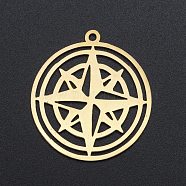 201 Stainless Steel Pendants, Laser Cut, Ring with Star, Golden, 33x30x1mm, Hole: 1.8mm(STAS-S105-LA225)