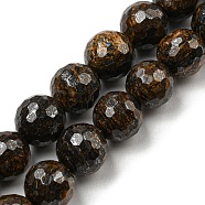 Natural Bronzite Beads Strands, Faceted(128 Facets), Round, 8~8.5mm, Hole: 1.2mm, about 47pcs/strand, 14.84~14.96 inch(37.7~38cm)(G-E571-42B)