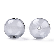 Transparent Blow High Borosilicate Glass Globe Beads, Round, for DIY Wish Bottle Pendant Glass Beads, Dark Gray, 18x17mm, Hole: 2mm(GLAA-T003-09G)