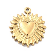 Ion Plating(IP) 304 Stainless Steel Pendants, Heart, Real 14K Gold Plated, 22.5x19.5x2.5mm, Hole: 1.5mm(X-STAS-P379-18A-G)