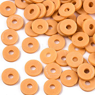 Handmade Polymer Clay Beads, for DIY Jewelry Crafts Supplies, Disc/Flat Round, Heishi Beads, Orange, 6x1mm, Hole: 2mm, about 23500pcs/1000g(CLAY-Q251-6.0mm-51)