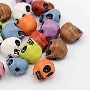 Opaque Acrylic Beads, For Halloween, Skull, Mixed Color, 12.5x9.5x11mm, Hole: 1.5mm, about 263pcs/432g(SACR-R713-M)