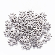 304 Stainless Steel Charms, Flower, Stainless Steel Color, 10.7x8x0.6mm, Hole: 1.2mm(STAS-L234-066P)
