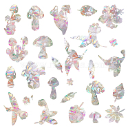 AHADERMAKER 4 Bags 2 Styles PVC Glass Stickers, Static Cling Window Stickers, with A4 Paper, Rectangle with Bird & Mushroom Pattern, Mixed Patterns, 300x220x0.1mm, 2 bags/style(STIC-GA0001-08)