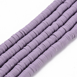 Handmade Polymer Clay Bead Strands, Heishi Beads, Disc/Flat Round, Plum, 6x0.5~1mm, Hole: 2mm, about 320~447pcs/strand, 15.74 inch~16.92 inch(X-CLAY-T002-6mm-58)