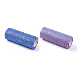 Rainbow Glitter Netting Fabric Sparkling Tulle Roll, for DIY Craft Tutu Dress Party Table Decoration, Mixed Color, 15cm, about 10yards/roll(9.144m/roll)(OCOR-WH0032-48)