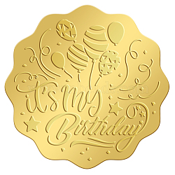 Self Adhesive Gold Foil Embossed Stickers, Medal Decoration Sticker, Birthday Themed Pattern, 50x50mm(DIY-WH0211-262)