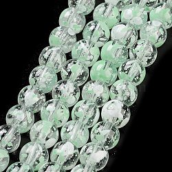 Baking Painted Transparent Glass Bead Strands, Round, Dark Sea Green, 8mm, Hole: 1.2mm, about 102pcs/strand, 30.24''(76.8cm)(DGLA-R053-02A)