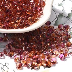 Transparent Baking Paint Glass Seed Beads, Two Tone, Fringe Teardrop Beads, Rosy Brown, 5.5x4.5x3.5mm, Hole: 1.2mm, about 2812pcs/pound(SEED-P006-02B-08)