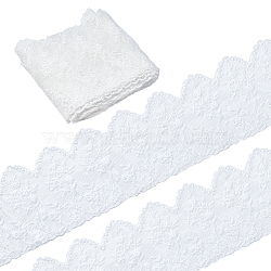 5 Yards Flat Nylon Mesh Embroidered Lace Trim, Floral Pattern, White, 4-1/4~4-3/8 inch(109~110mm)(OCOR-GF0001-86A)
