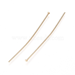 304 Stainless Steel Flat Head Pins, Real 18K Gold Plated, 40x0.7mm, Head: 1.8mm(STAS-I314-C09-G)