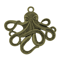 Tibetan Style Alloy Big Pendants, Octopus, Cadmium Free & Nickel Free & Lead Free, Antique Bronze, 56.5x58.5x4mm, Hole: 4.5mm(X-TIBEP-A15669-AB-NR)