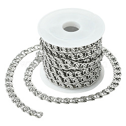 2.5M 304 Stainless Steel Curb Chains, Unwelded, with Spool, Stainless Steel Color, 8x6x2mm, about 8.20 Feet(2.5m)/Set(CHS-CJ0001-36)