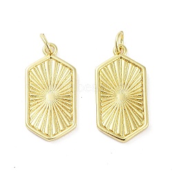 Rack Plating Brass Pendants, Long-Lasting Plated, Lead Free & Cadmium Free, Hexagon, Real 18K Gold Plated, 22.5x11.5x2mm(X-KK-H474-03G)