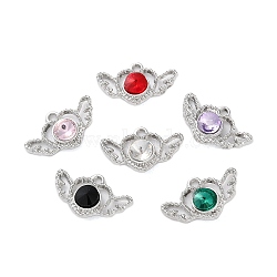 Rack Plating Alloy Pendants, with Rhinestone, Wing, Mixed Color, Platinum, 13.5x22x5mm, Hole: 2mm(FIND-C062-02P)