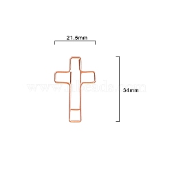 100Pcs Metal Paper Clips, Religion Cross Spiral Wire Paperclips, Rose Gold, 34x21.5mm(PW-WG33548-02)