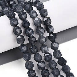 Dyed Natural White Jade Beads Strands, Faceted, Star Cut Round Beads, Slate Gray, 7~8x6~7.5x6~7.5mm, Hole: 1mm, about 48~49pcs/strand, 14.17~15.35''(36~39cm)(G-T139-8mm-46B)