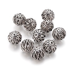 Tibetan Style Hollow Beads, Filigree Ball, Round, Antique Silver, 16.5mm, Hole: 2.5mm(TIBEB-E008-AS)
