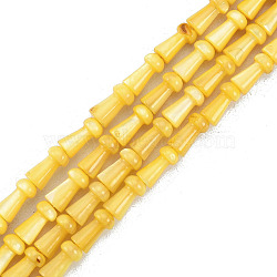 Natural Freshwater Shell Beads Strands, Dyed, Mushroom, Gold, 7.5x4mm, Hole: 0.7mm, about 50pcs/strand, 14.76 inch(37.5cm)(SHEL-G013-02H)