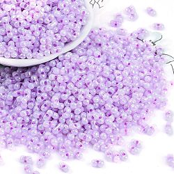 Lustered Glass Seed Beads, Peanut, Lilac, 3.5x6x3.5mm, Hole: 0.8mm, about 4500pcs/pound(SEED-K010-04A)