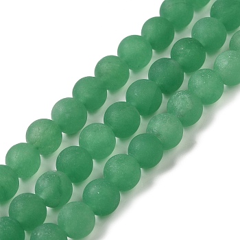 Natural Dyed Jade Beads Strands, Frosted, Round, Medium Sea Green, 8~8.5mm, Hole: 1mm, about 47~48pcs/strand, 14.69''~14.96''(37.3~38cm)