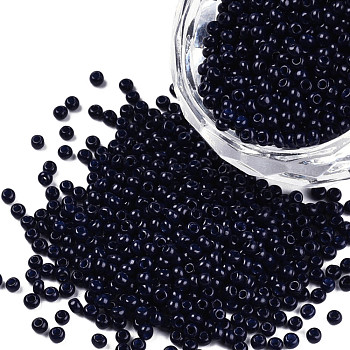 11/0 Grade A Baking Paint Glass Seed Beads, Round, Dark Blue, 2.3x1.5mm, Hole: 1mm, about 5300pcs/50g