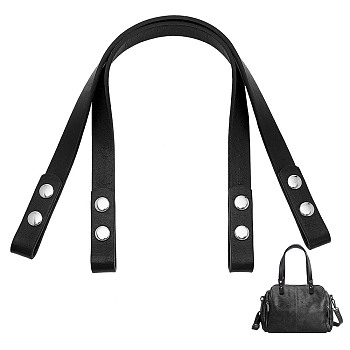 PU Leather Bag Straps, with Iron Snap Button, for Bag Replacement Accessories, Black, 52.5x1.5x0.3cm
