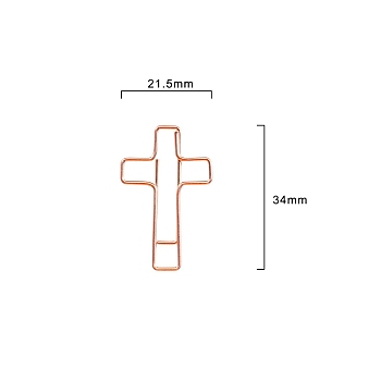 100Pcs Metal Paper Clips, Religion Cross Spiral Wire Paperclips, Rose Gold, 34x21.5mm