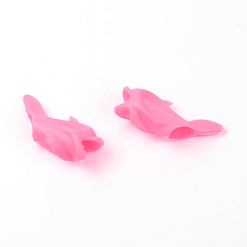 Dolphin Shape Silicone Pencil Grips for Kids, Grip Posture Correction Tool, Hot Pink, 4x1.2~1.7cm, Hole: 7mm