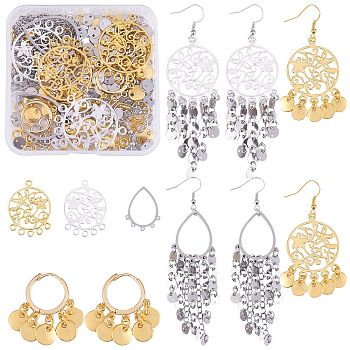 DIY Chandelier Earring Making Kit, Including Brass Hoop Earring Findings, Alloy Link & Pendants, Teardrop & Flat Round Stainless Steel Curb Chain & Links Connectors, Iron Earring Hooks, Mixed Color, 18x20x3mm, Hole: 1mm