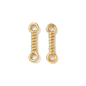 304 Stainless Steel Twisted Bar Connrctor Charms, Ion Plating(IP), Real 18K Gold Plated, 13.5x3.5x2mm, Hole: 1.6mm
