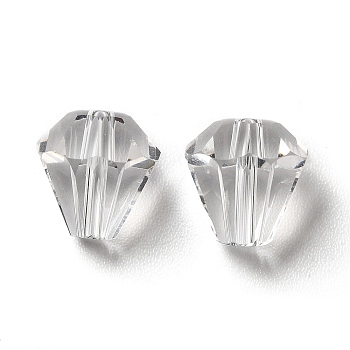 Glass Imitation Austrian Crystal Beads, Faceted, Diamond, Clear, 8x7.5mm, Hole: 0.9mm
