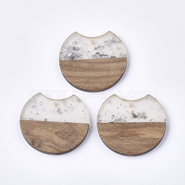 Silver Flat Round Resin Pendants