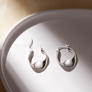 SHEGRACE Rhodium Plated 925 Sterling Silver Hoop Earrings(JE903A)-2