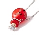 Glass Perfume Vial with Crown Pendant Necklace(NJEW-H218-01B)-5