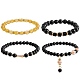 4Pcs 4 Style Synthetic Citrine & Natural Mashan Jade Stretch Bracelets Set with Glass Beaded(BJEW-SW00105-01)-1