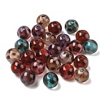 Acrylic European Beads, Large Hole Beads, Round with Leopard Print, Mixed Color, 16x15mm, Hole: 4mm(AC-CBA6B5D-01B)