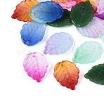 Two Tone Transparent Glass Pendants, Leaf Charm, Mixed Color, 23.5~24x17~17.5x3.5~4.5mm, Hole: 1.2~1.3mm(GLAA-N060-02)