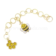 304 Stainless Steel Knitting Row Counter Chains, with Alloy Enamel Pendant, Bees, 14.8cm(HJEW-JM01638-04)
