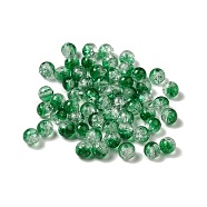 Baking Painted Transparent Crackle Glass Bead Strands, Two Tone, Round, Sea Green, 6mm, Hole: 1mm(CCG-XCP0001-04B-01)