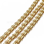 Handmade Brass Link Chains, with Spool, Long-Lasting Plated, Unwelded, Real 18K Gold Plated, 12x6.5x1mm, 10x7x6mm, about 16.4 Feet(5m)/roll(CHC-F013-04G)