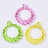 Transparent Acrylic Pendants, Dyed, Ring, Mixed Color, 29.5x25x5mm, Hole: 1.8mm, about 580pcs/500g(TACR-T015-064)