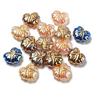 Opaque Acrylic Beads, Golden Metal Enlaced, Leaf, Mixed Color, 16x18.5x7.5mm, Hole: 1.4mm(FIND-Z030-17)