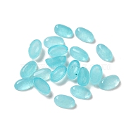 Natural White Jade Dyed Cabochons, Oval, Cyan, 5x3x2mm(G-F772-01A-04)