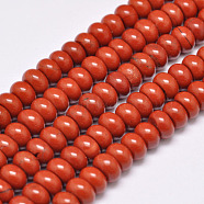 Natural Red Jasper Beads Strands, Rondelle, Grade A, Red, 8x5mm, Hole: 1mm, about 75pcs/strand, 15.1 inch(G-F347-8x5mm-02)