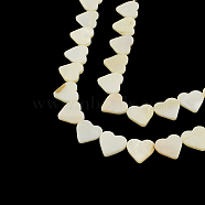 Heart Natural Sea Shell Beads Strands, 13x13~14x2~3mm, Hole: 0.5mm, about 28pcs/strand, 15.3 inch(X-SSHEL-F290-06)